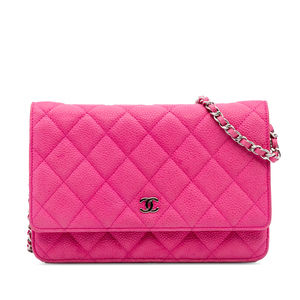 Pre-Loved Chanel CC Caviar Wallet on Chain